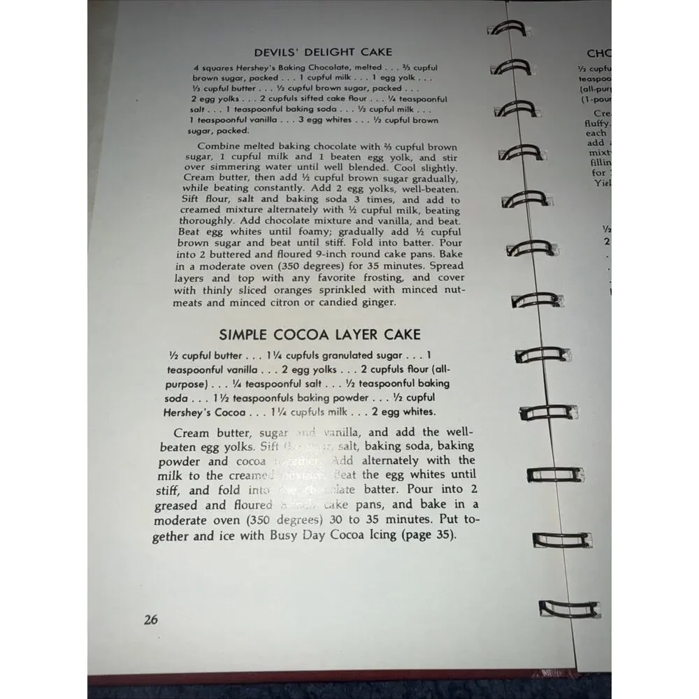 Vintage Hershey's 1934 Cookbook Spiral Reprint 1971 6th Printing Estate Copy VGC